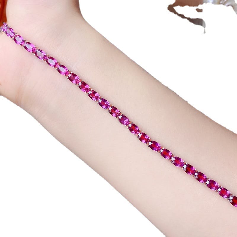 Natural magnesium aluminum garnet bracelet women 925 silver 4 * 6mm garnet bracelet gift colorful treasure wholesale