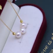 6-7mm Freshwater Pearl Close Round Fine Flaw Light Smile Necklace Pendant S925 Silver Chain Simple Clavicle Chain
