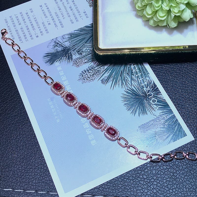 Ruby bracelet 925 silver inlaid ruby bracelet with extended chain adjustable one-piece delivery