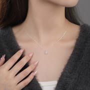 Po S999 Foot Silver Four-leaf Clover Necklace Simple Temperament Niche Advanced Sense Sweet Fresh Clavicle Chain for Hair