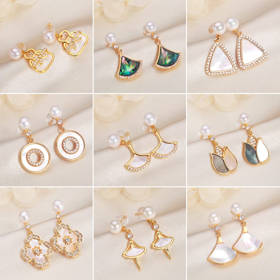 Freshwater Pearl Earrings s925 Silver Needle Fritillaria Earrings Advanced Sense to Send Girlfriends