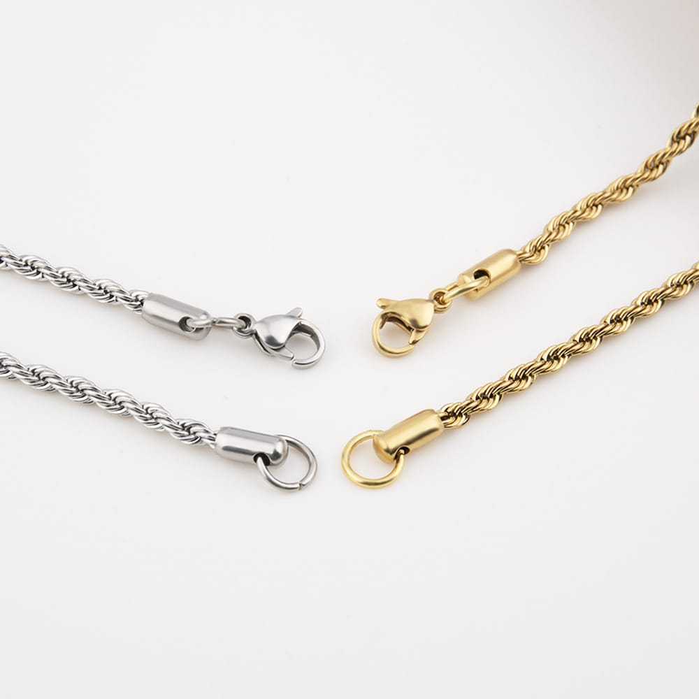 Stainless steel twist chain vacuum color plating non-fading gold necklace titanium steel hip-hop men's chain chain