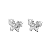 Po S999 Silver Sweet Butterfly Screw Earrings Women's Cute Gentle Daily All-match Advanced Earrings for Hair