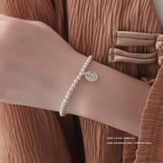 Po S999 Foot Silver Fortune Round Bead Electroplated Bracelet New Chinese Style Light Luxury High-Level All-Match Fuyuan Rolling Bracelet