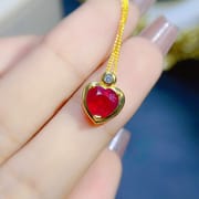 Fresh necklace natural Ruby clavicle chain 7 * 7mm women's pendant 925 silver wholesale live TikTok supply