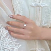 Po S999 Silver Flower Window Ring Light Luxury Artistic Elegant Goddess Exquisite Temperament Niche Jewelry