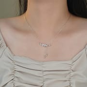 Po S999 Foot Silver Exquisite Butterfly Branches and Leaves Tassel Necklace Temperament All-match Niche Design Sweet Clavicle Chain