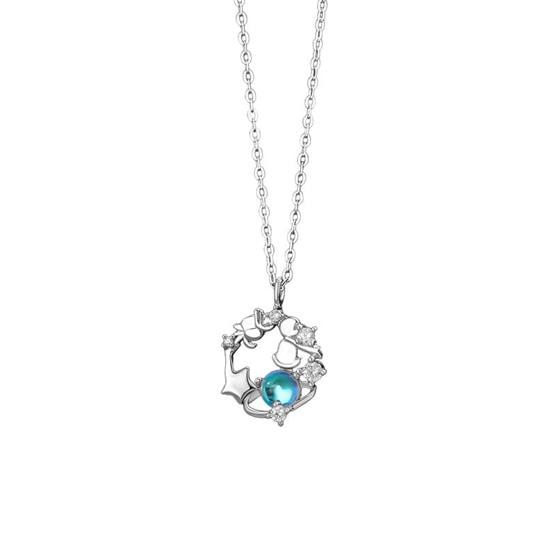 Po S999 Foot Silver Niche Little Prince Rose Planet Necklace All-match High-end Design Light Luxury Necklace Chain for Hair