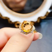 Factory wholesale explosions natural citrine ring S925 silver inlaid main stone 10*10 selling Europe and the United States a generation