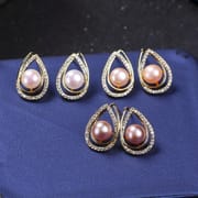 Freshwater Pearl Earrings Daily Simple Exquisite Micro-inlaid Zircon Flower Earrings Women's S925 Silver Needle Anti-allergic Earrings