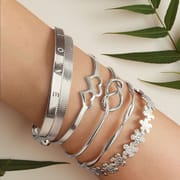 European and American fashion new personality fashion embossed twist geometric multi-layer stacked bracelet 10-piece set of decorations wholesale