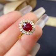 Fashion style natural laosaki Ruby women's ring S925 Silver open mouth 6 * 8mm beauty ring Live supply