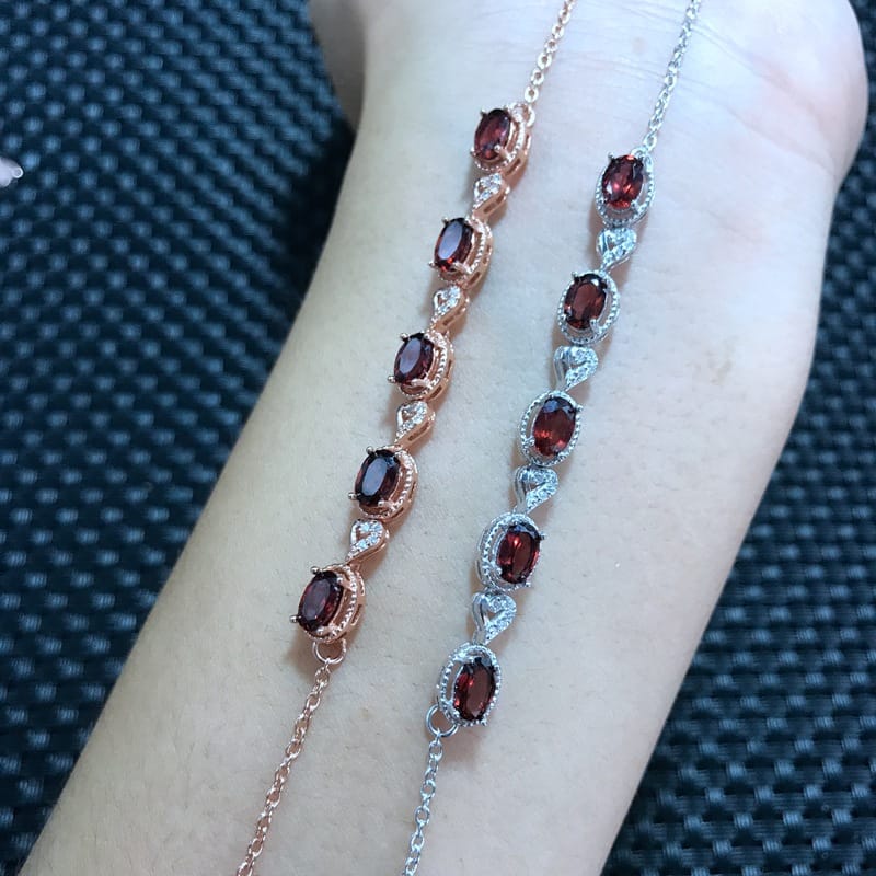 925 silver natural garnet bracelet Yougong manufacturing wholesale grain selection gem