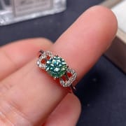 1 karat Green Mosang Diamond Women's Ring GRA Certificate Black Card Waist Code 925 Silver Plated Platinum