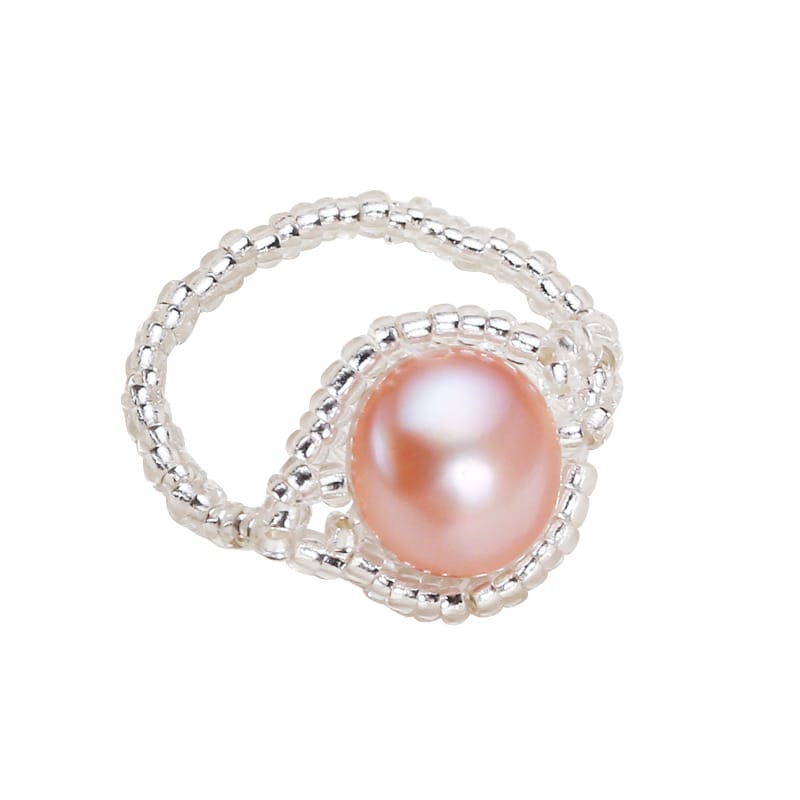 Pearl Jewelry White Pearl Women's Ring Niche Design Knitted Ring Index Finger