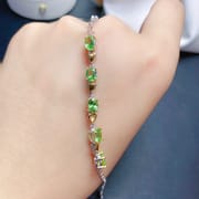 Natural Shafrei Garnet Bracelet Girl Bracelet 925 Silver Fresh Green Exquisite Color Treasure Wholesale