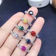 Authentic Mosan diamond ring wholesale 925 sterling silver pink Green White Black Blue 1 karat live supply