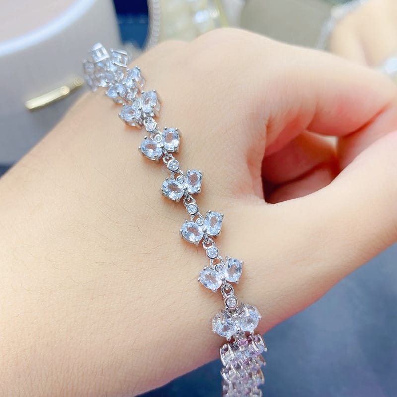 New arrival natural aquamarine bracelet 925 silver inlaid gift wholesale main stone 3.4 Jewelry Wholesale