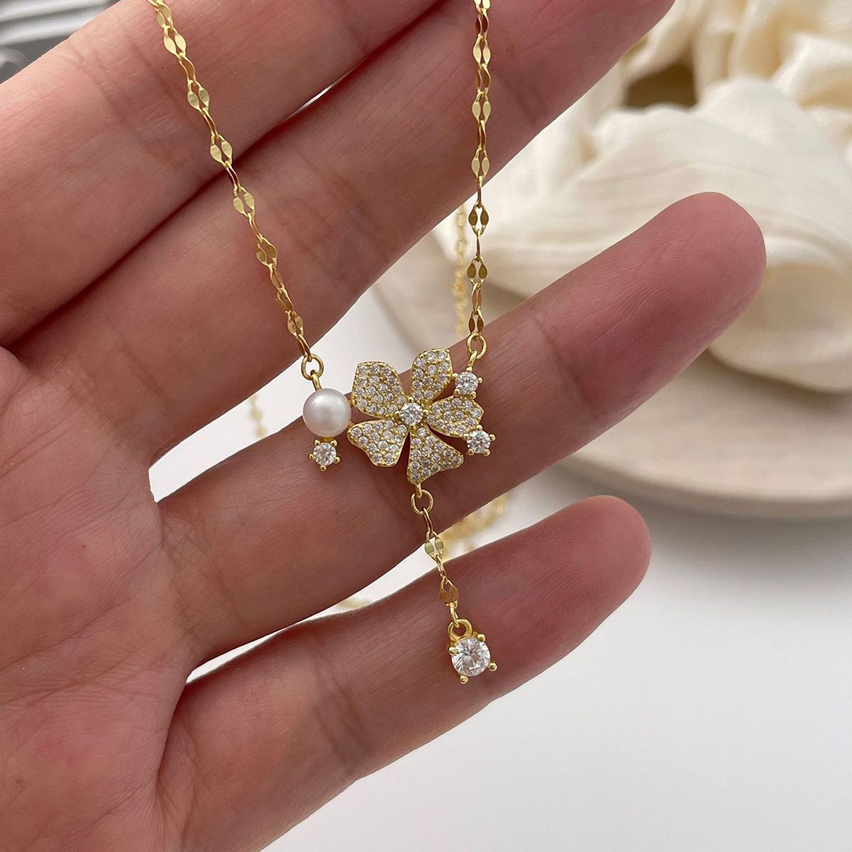 S925 sterling silver with fresh water pearls necklace