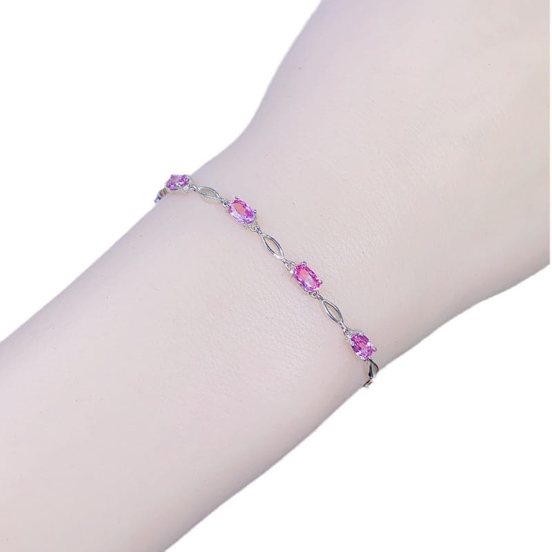 DIY Natural Pink Sapphire Bracelet Shake Tone Live Supply 925 Silver Papalacha Powder Sapphire Wholesale