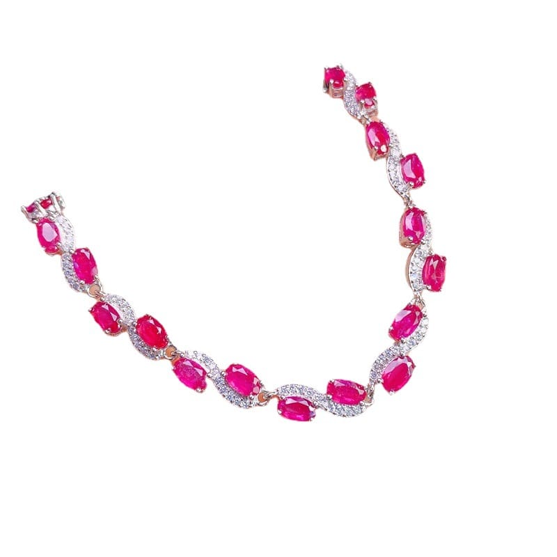 Simple time small fresh bracelet Ruby women's bracelet 925 silver inlaid ruby women's bracelet wholesale
