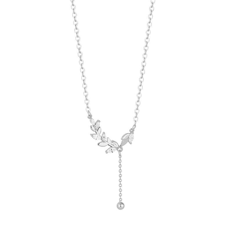 Po S999 Foot Silver Leaf Necklace Women's New Explosive Niche Design Light Luxury High-end Girl's Clavicle Chain