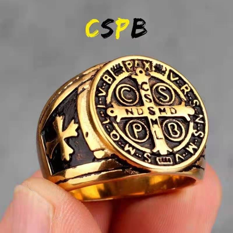 Haiteng source factory titanium steel ring cspb cross men's ring stainless steel European and American trendy men's personality factory direct sales