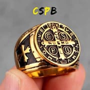 Haiteng source factory titanium steel ring cspb cross men's ring stainless steel European and American trendy men's personality factory direct sales
