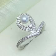 Freshwater small Pearl bulb grade almost flawless S925 Silver fashion simple women's combination ring