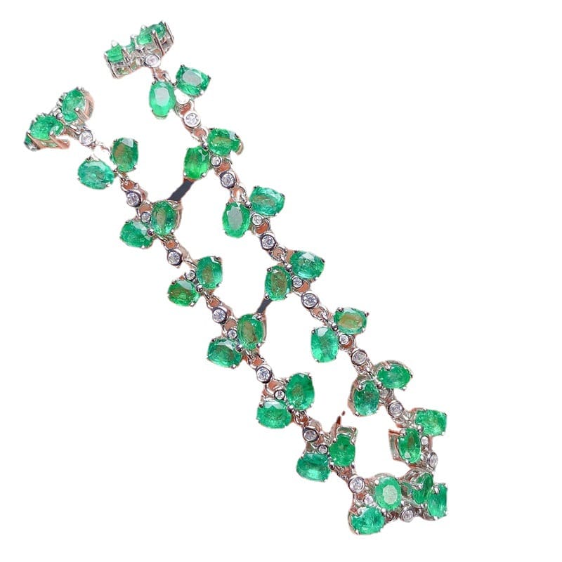 Emerald women's bracelet 925 silver inlaid natural emerald bracelet women's bracelet live supply wholesale