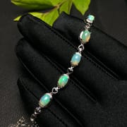 Natural fire color opal bracelet wholesale 925 silver inlaid fire Color Stick