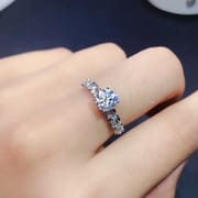 Authentic Mosan diamond ring wholesale 925 sterling silver pink Green White Black Blue 1 karat live supply