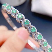 Small fresh bracelet 925 silver inlaid natural emerald bracelet women's buckle bracelet live TikTok supply