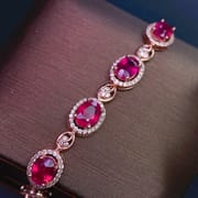 Live delivery ruby bracelet 925 silver Ruby women's bracelet with extended chain one-piece delivery