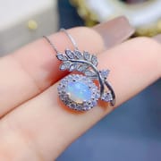 New arrival natural opal pendant 6 * 8mm fire color good lady pendant necklace 925 silver wholesale live TikTok