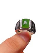 Natural Hetian Jasper Ring 925 Silver Inlaid Natural Hetian Jasper Ring Wholesale Men's Ring