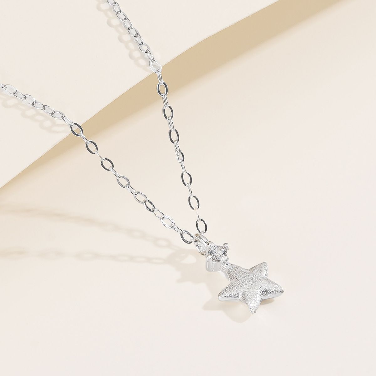 European and American Cross-border Flash Zirconium Brushed Star Necklace Female S925 Sterling Silver Niche Simple Design Clavicle Chain