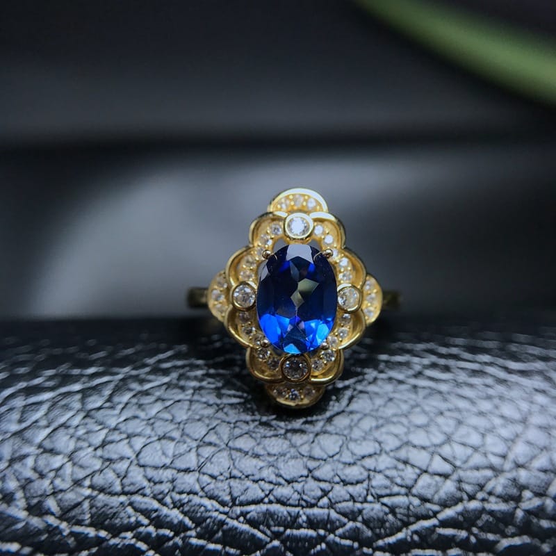 Natural Tanzan Blue Topaz ring strikes 925 silver manufacturing