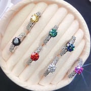 Authentic Mosan diamond ring wholesale 925 sterling silver pink Green White Black Blue 1 karat live supply