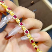Natural laochu ruby bracelet 3 * 4mm 925 silver inlaid natural laochu ruby bracelet beautiful style