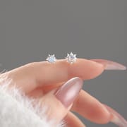 Po S999 Foot Silver Personalized Small Sun Asymmetric Screw Earrings Women's New Niche Advanced Sense Earrings