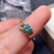 1 karat Green Mosang Diamond Women's Ring GRA Certificate Black Card Waist Code 925 Silver Plated Platinum