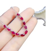 Fashion simple DIY natural old roast ruby bracelet 3*5mm925 silver fast hand Live supply wholesale