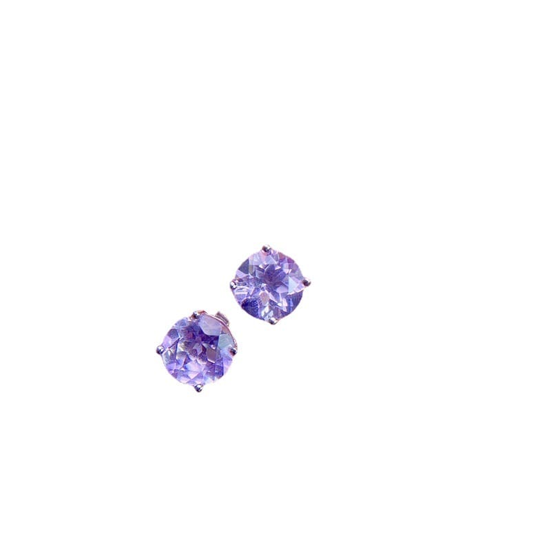 Simple Natural amethyst stud earrings 925 silver ladies have tested one-piece delivery overseas supply wholesale