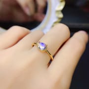 Factory wholesale explosions natural moonstone ring S925 silver inlaid main stone 5*7 selling Europe and the United States a generation of hair