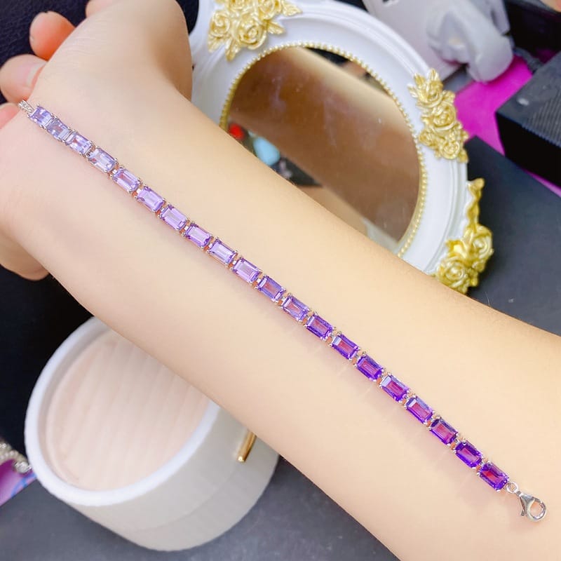 New on the new natural amethyst bracelet 925 silver inlaid gift wholesale anise 4*6mm jewelry wholesale