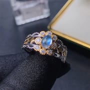 925 silver inlaid natural emerald, Ruby Sapphire Moonstone topaz color treasure wholesale