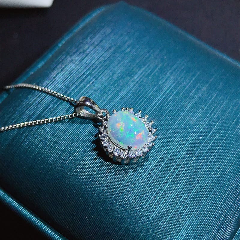 Opal pendant real photo Fire Color good natural Australian fire opal starry sky colorful live broadcast supply