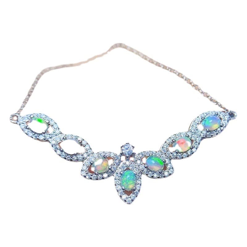 New natural opal necklace 3*4mm necklace dress evening gift with necklace fashion pendant 925 silver ladies