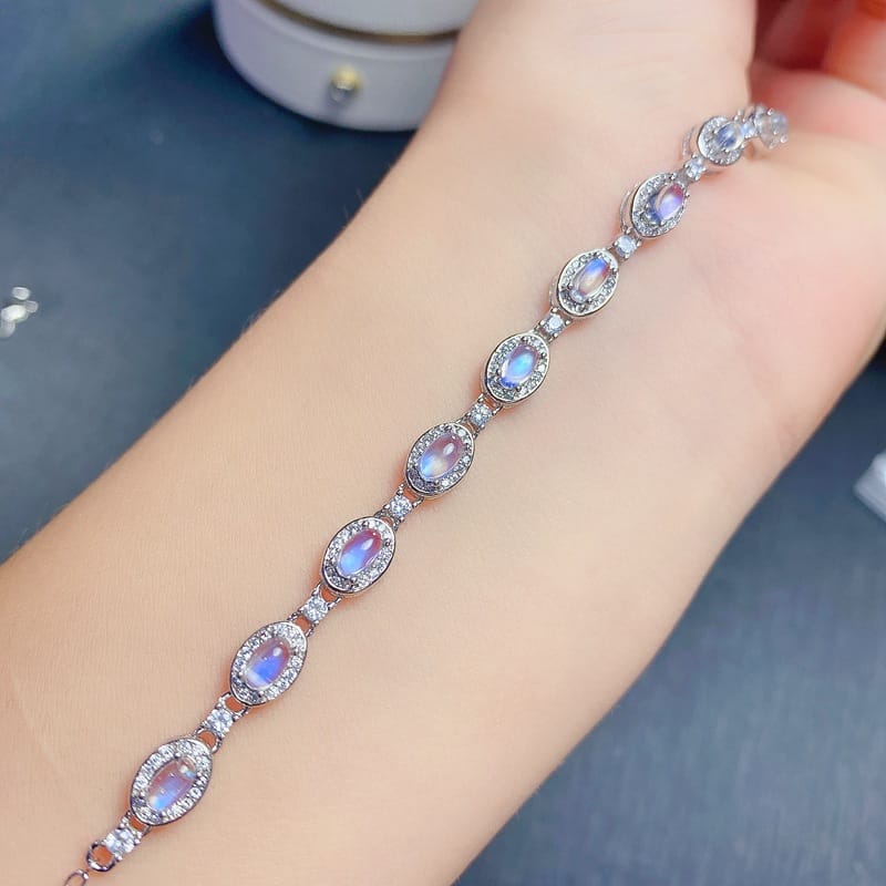 New arrival natural Moonstone bracelet 925 silver inlaid gift wholesale